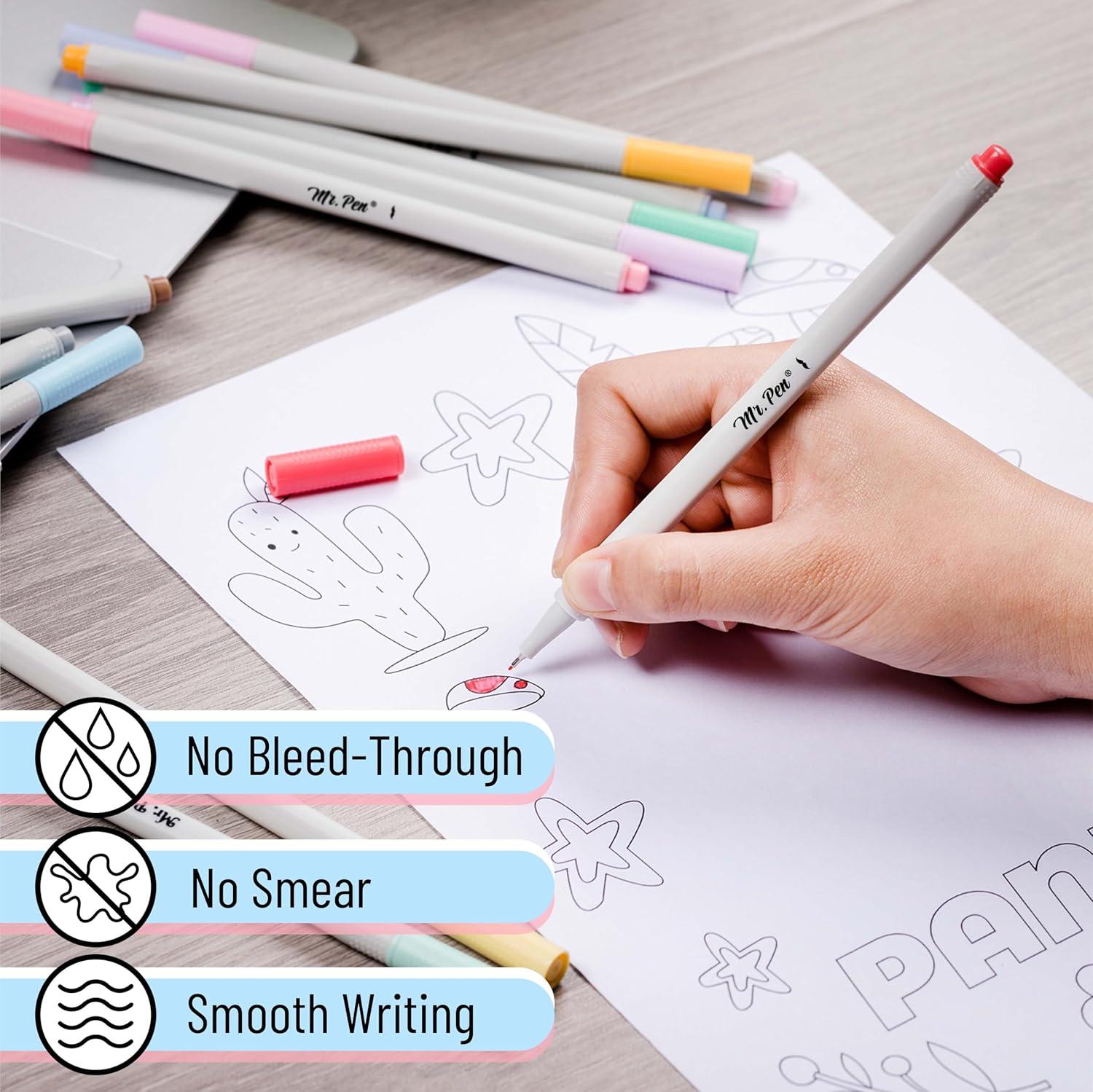 image:imageMr Pen Colored Fineliner Pens 46 Pack 04mm Fine Point Smooth Bible Journaling Pens Bulk for Detailed Drawing NoteTaking Coloring Sketching Planning amp Art Projects School SuppliesPastel Colors