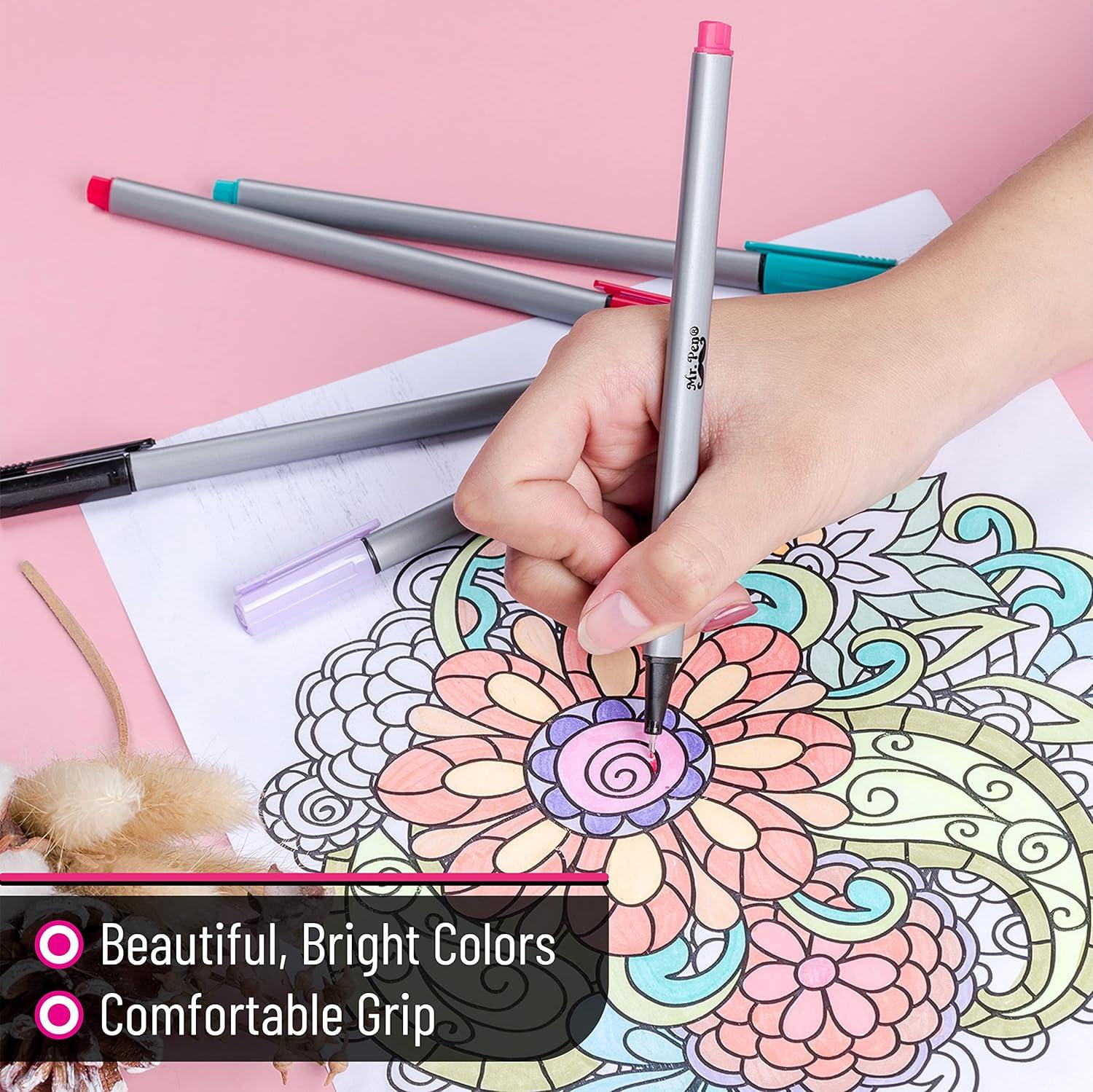 image:imageMr Pen Colored Fineliner Pens 46 Pack 04mm Fine Point Smooth Bible Journaling Pens Bulk for Detailed Drawing NoteTaking Coloring Sketching Planning amp Art Projects School SuppliesAssorted Colors