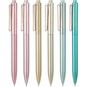 image:imageMr Pen Retractable Gel Pens 6 Pack Black Ink Metallic Morandi Barrels Fine Point 07 mm Fast Dry Smooth Writing Cute Pens for Drawing Writing Planner and School Supplies