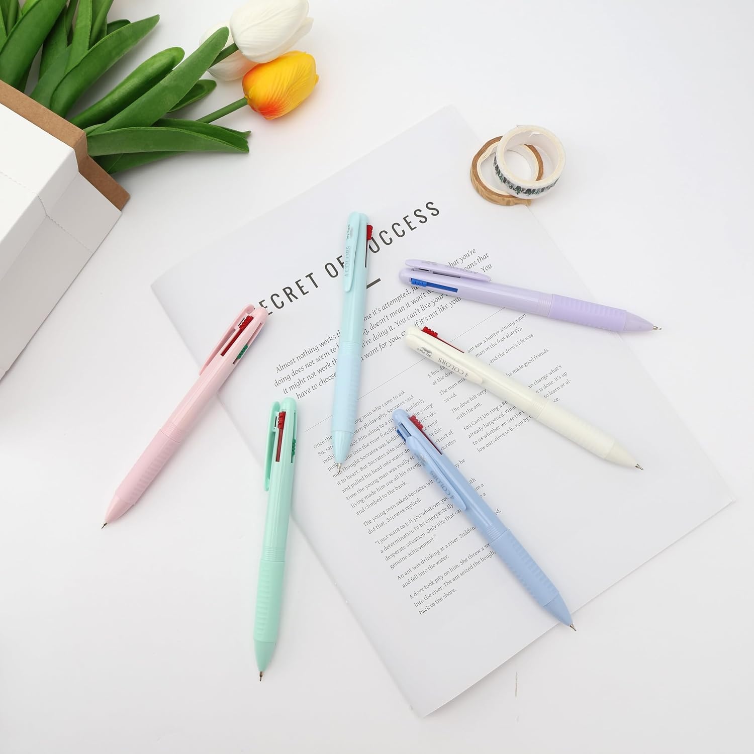 image:imageMr Pen Ballpoint Pen Multicolor 6 Pack 4in1 Colored Pens Fine Point  Ballpoint Gift Pens for Planner Journaling Assorted Ink