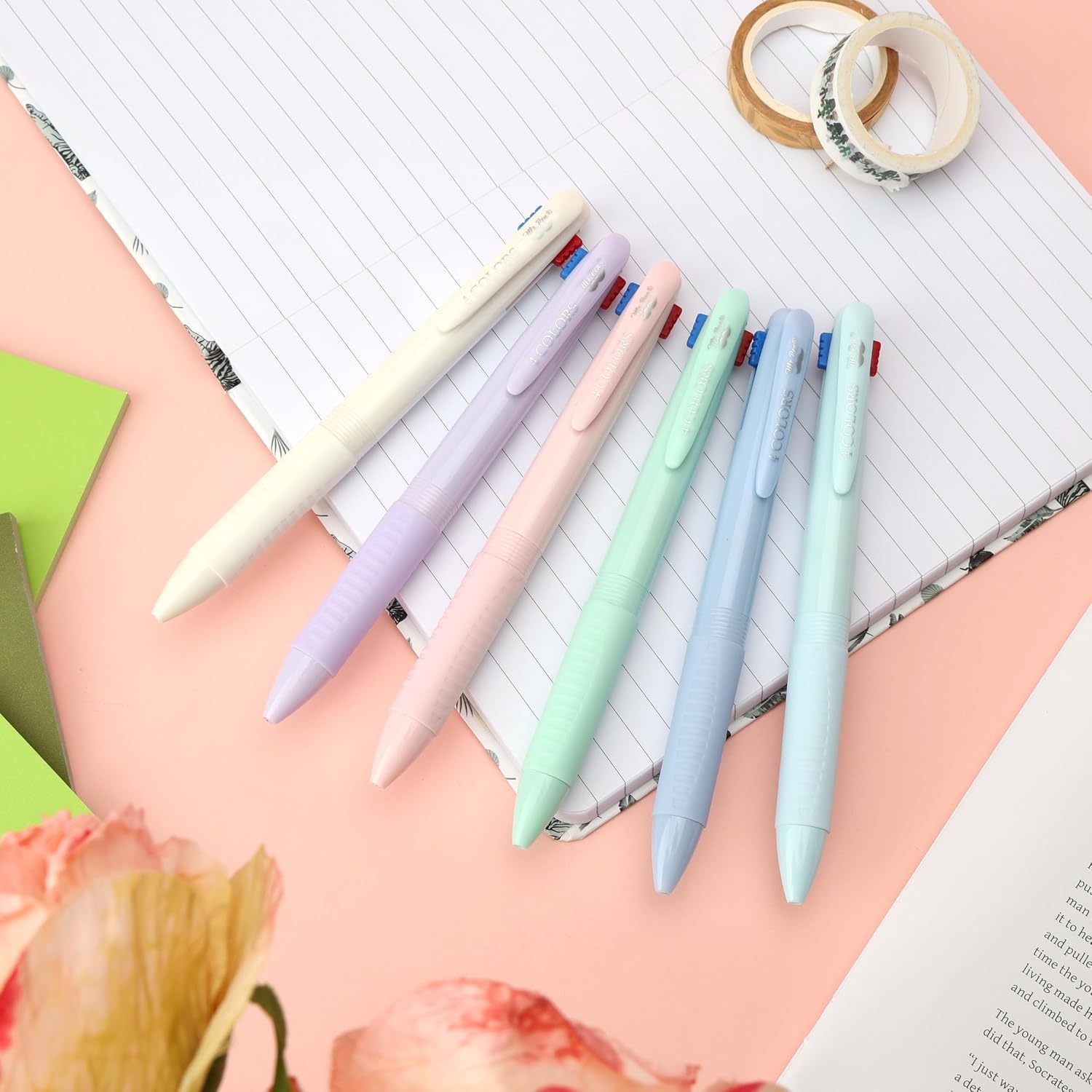 image:imageMr Pen Ballpoint Pen Multicolor 6 Pack 4in1 Colored Pens Fine Point  Ballpoint Gift Pens for Planner Journaling Assorted Ink