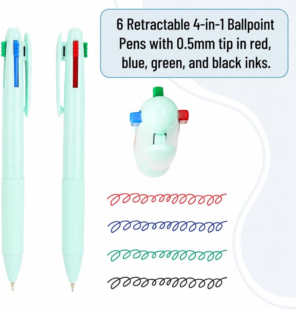 image:imageMr Pen Ballpoint Pen Multicolor 6 Pack 4in1 Colored Pens Fine Point  Ballpoint Gift Pens for Planner Journaling Assorted Ink