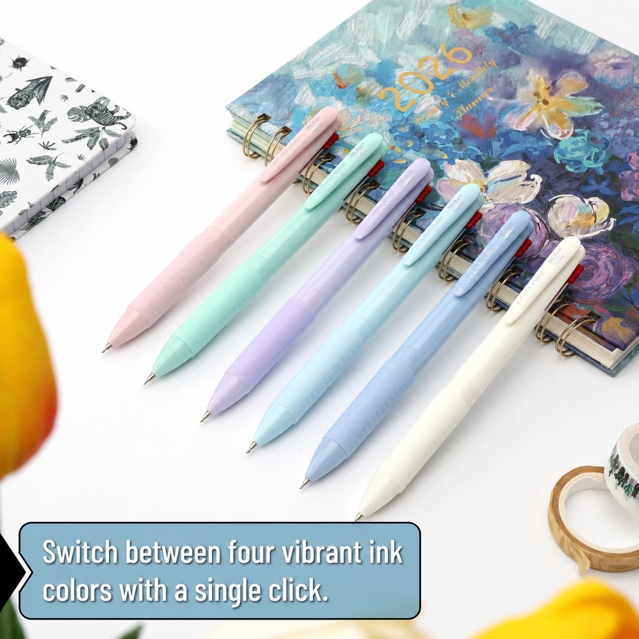 image:imageMr Pen Ballpoint Pen Multicolor 6 Pack 4in1 Colored Pens Fine Point  Ballpoint Gift Pens for Planner Journaling Assorted Ink