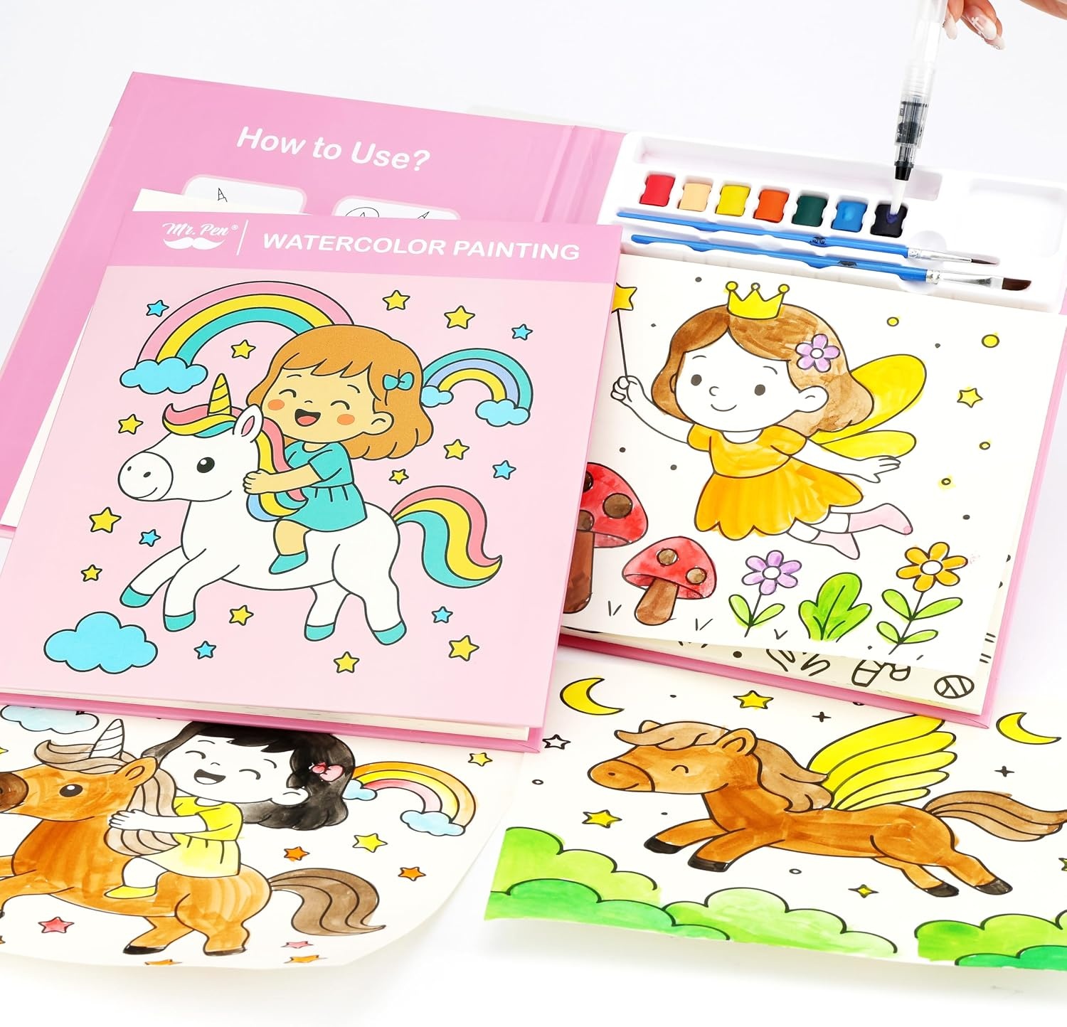 image:imageMr Pen Washable Watercolors 2 Pack 8 Colors with Paint Brush  Watercolor Paint Set Water Color Painting Kids Watercolors for Kids and Adults
