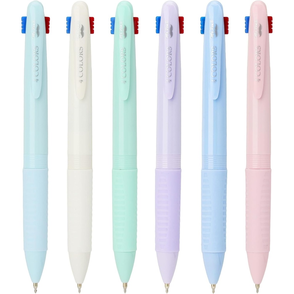 image:imageMr Pen Ballpoint Pen Multicolor 6 Pack 4in1 Colored Pens Fine Point  Ballpoint Gift Pens for Planner Journaling Assorted Ink