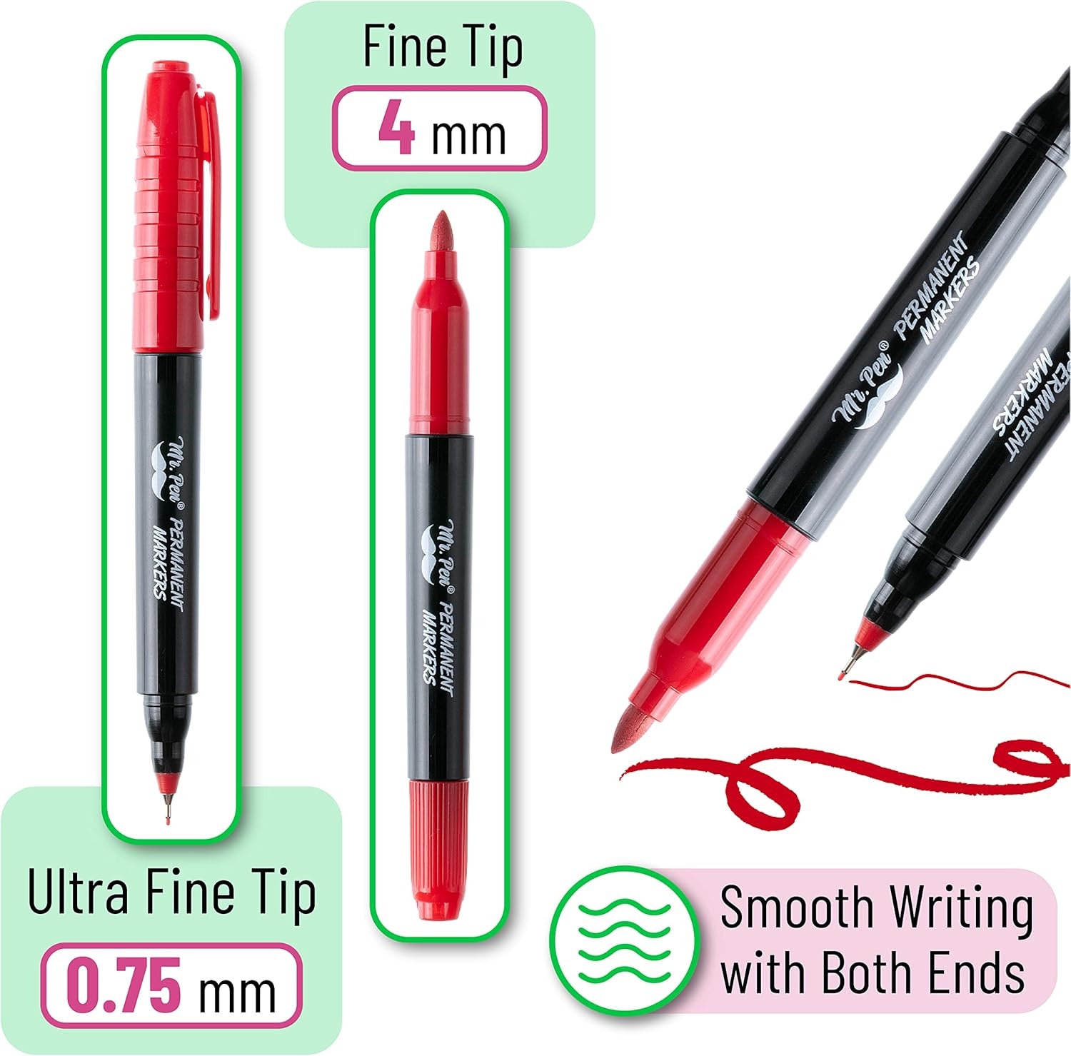 image:imageMr Pen Dual Tip Permanent Markers 24 Pack 12 Colors Fine amp Ultra Fine Tips Assorted Colors Ideal for Writing Drawing Arts amp Crafts Office SuppliesVibrant