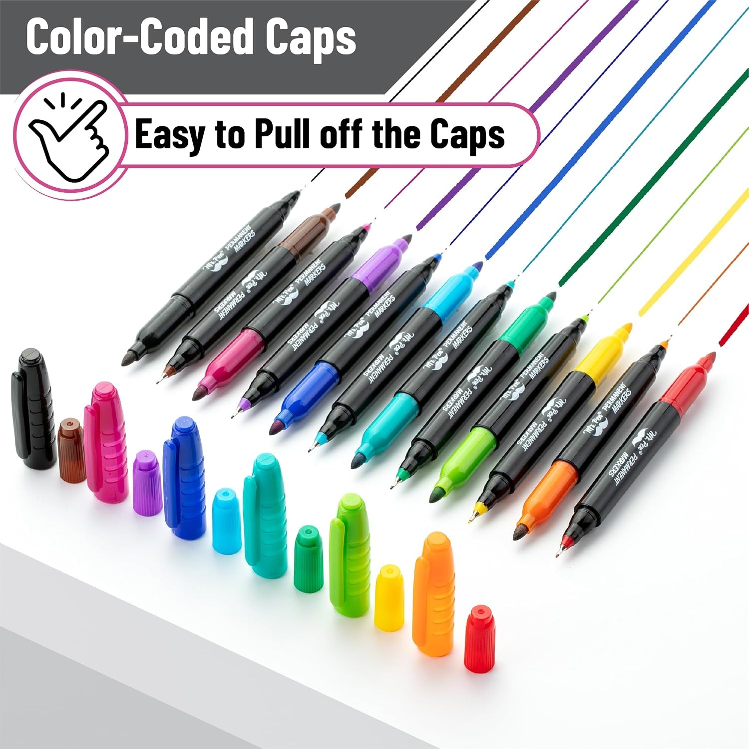 image:imageMr Pen Dual Tip Permanent Markers 24 Pack 12 Colors Fine amp Ultra Fine Tips Assorted Colors Ideal for Writing Drawing Arts amp Crafts Office SuppliesVibrant