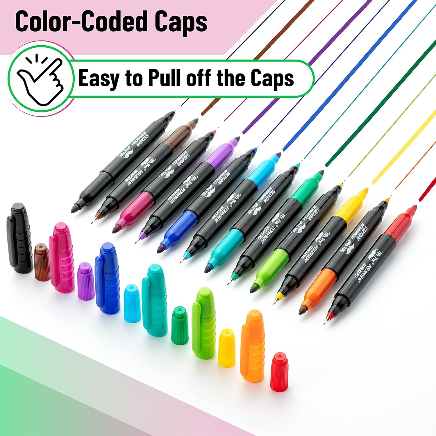image:imageMr Pen Dual Tip Permanent Markers 24 Pack 12 Colors Fine amp Ultra Fine Tips Assorted Colors Ideal for Writing Drawing Arts amp Crafts Office SuppliesVibrant