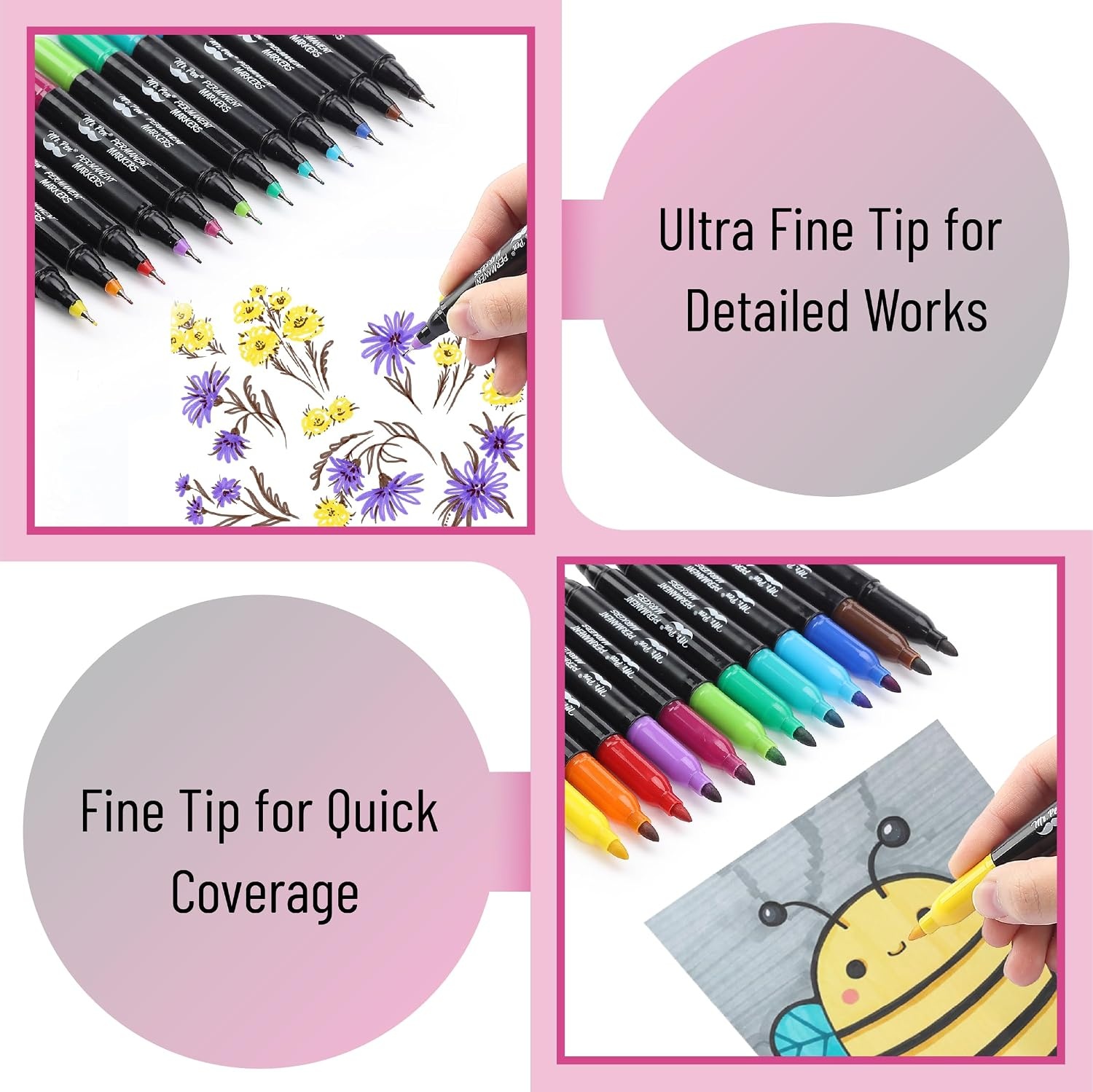 image:imageMr Pen Dual Tip Permanent Markers 24 Pack 12 Colors Fine amp Ultra Fine Tips Assorted Colors Ideal for Writing Drawing Arts amp Crafts Office SuppliesVibrant