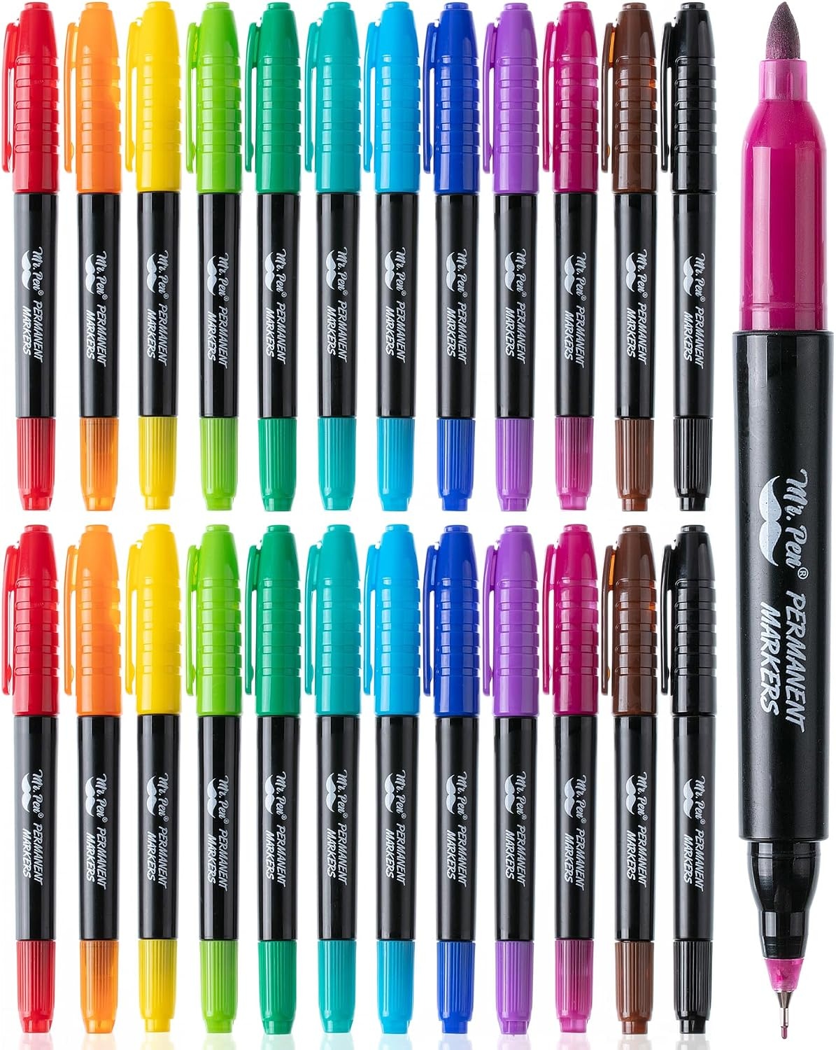 image:imageMr Pen Dual Tip Permanent Markers 24 Pack 12 Colors Fine amp Ultra Fine Tips Assorted Colors Ideal for Writing Drawing Arts amp Crafts Office SuppliesVibrant