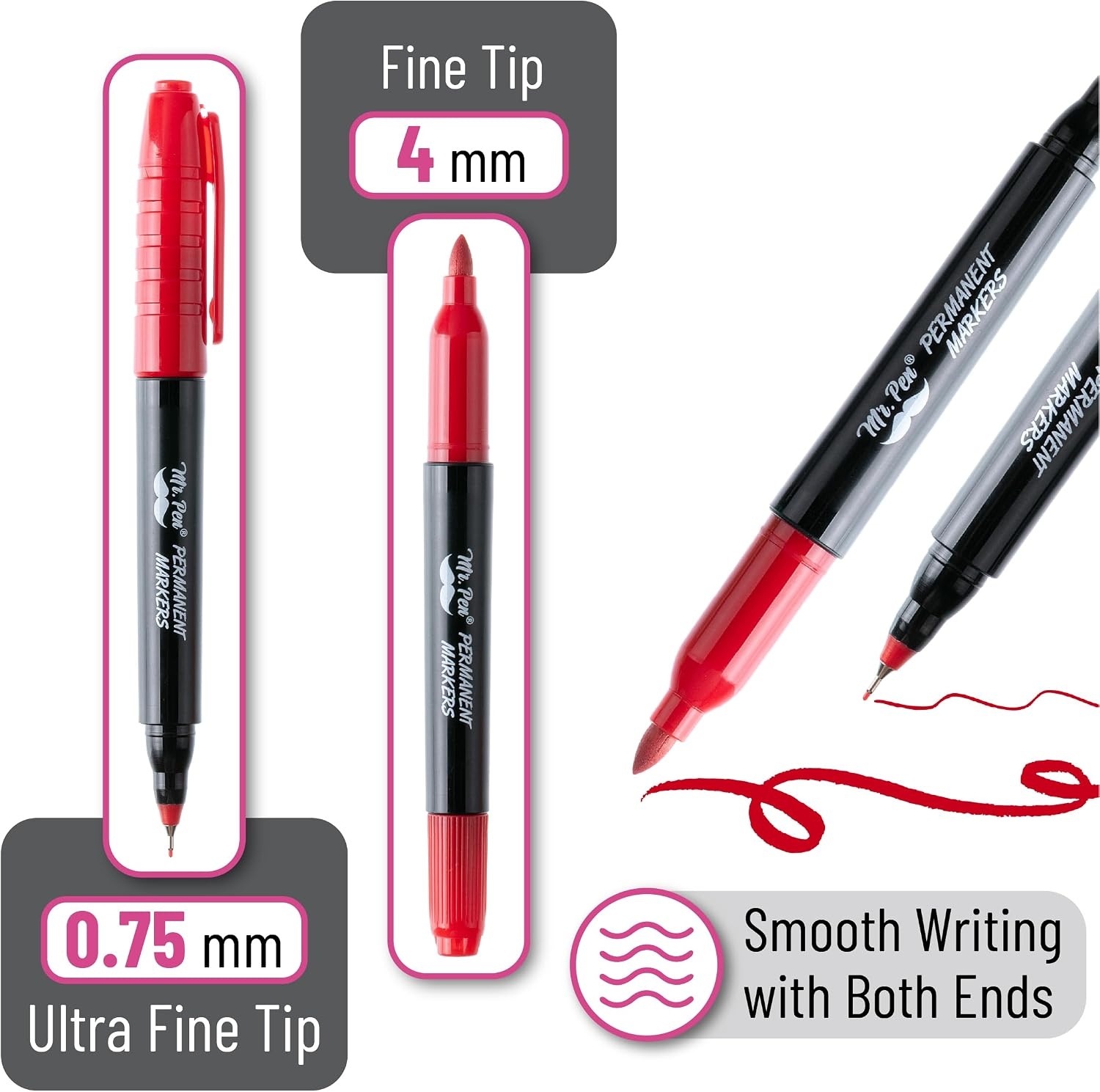 image:imageMr Pen Dual Tip Permanent Markers 24 Pack 12 Colors Fine amp Ultra Fine Tips Assorted Colors Ideal for Writing Drawing Arts amp Crafts Office SuppliesVibrant