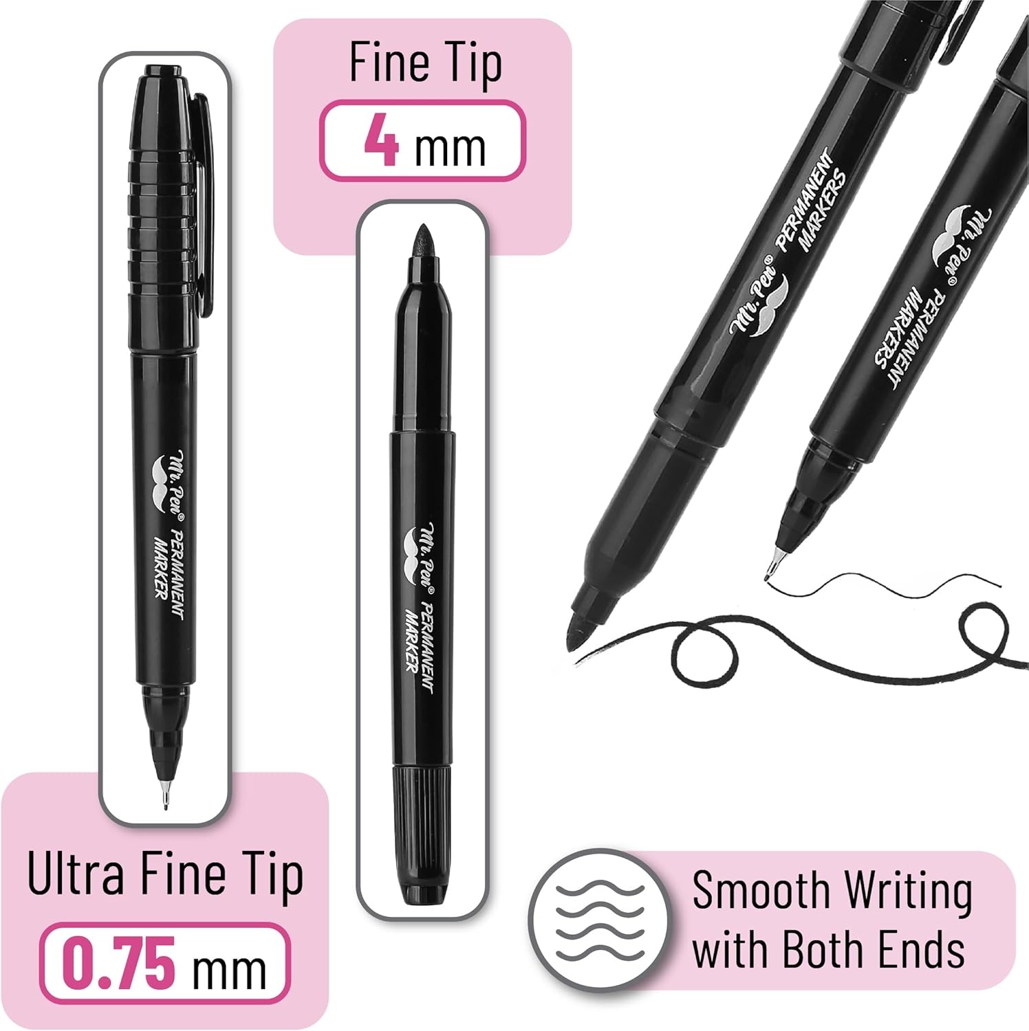 image:imageMr Pen Dual Tip Permanent Markers 24 Pack 12 Colors Fine amp Ultra Fine Tips Assorted Colors Ideal for Writing Drawing Arts amp Crafts Office SuppliesBlack