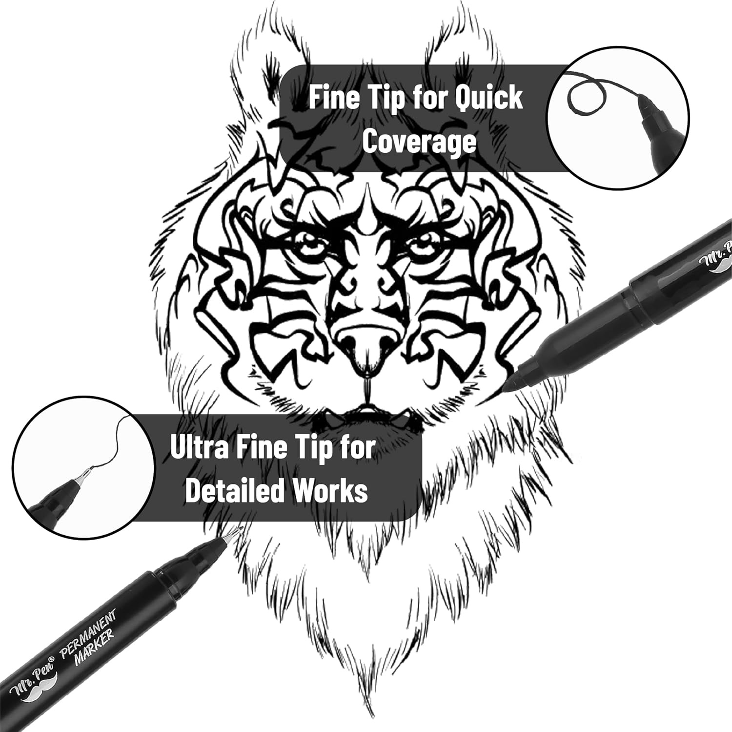 image:imageMr Pen Dual Tip Permanent Markers 24 Pack 12 Colors Fine amp Ultra Fine Tips Assorted Colors Ideal for Writing Drawing Arts amp Crafts Office SuppliesBlack
