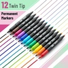 image:imageMr Pen Dual Tip Permanent Markers 24 Pack 12 Colors Fine amp Ultra Fine Tips Assorted Colors Ideal for Writing Drawing Arts amp Crafts Office SuppliesVibrant