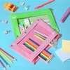 image:imageMr Pen Pencil Pouch for 3 Ring Binder 2 Pack 10x675 Smooth Zipper  Clear Window Large Capacity Pencil Case with 3 Reinforced Grommets for School Office Supplies StoragePink and Green