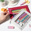 image:imageMr Pen Pencil Pouch for 3 Ring Binder 2 Pack 10x675 Smooth Zipper  Clear Window Large Capacity Pencil Case with 3 Reinforced Grommets for School Office Supplies StorageRed and Ivory