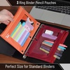 image:imageMr Pen Pencil Pouch for 3 Ring Binder 2 Pack 10x675 Smooth Zipper  Clear Window Large Capacity Pencil Case with 3 Reinforced Grommets for School Office Supplies StorageRed and Orange