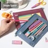 image:imageMr Pen Pencil Pouch for 3 Ring Binder 2 Pack 10x675 Smooth Zipper  Clear Window Large Capacity Pencil Case with 3 Reinforced Grommets for School Office Supplies StorageBurgundy and Blue