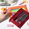 image:imageMr Pen Pencil Pouch for 3 Ring Binder 2 Pack 10x675 Smooth Zipper  Clear Window Large Capacity Pencil Case with 3 Reinforced Grommets for School Office Supplies StorageRed and Orange