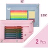 image:imageMr Pen Pencil Pouch for 3 Ring Binder 2 Pack 10x675 Smooth Zipper  Clear Window Large Capacity Pencil Case with 3 Reinforced Grommets for School Office Supplies StorageBlue and Pink