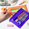 image:imageMr Pen Pencil Pouch for 3 Ring Binder 2 Pack 10x675 Smooth Zipper  Clear Window Large Capacity Pencil Case with 3 Reinforced Grommets for School Office Supplies StorageOrange and Dark Purple