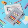 image:imageMr Pen Pencil Pouch for 3 Ring Binder 2 Pack 10x675 Smooth Zipper  Clear Window Large Capacity Pencil Case with 3 Reinforced Grommets for School Office Supplies StorageGrey and Beige