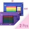 image:imageMr Pen Pencil Pouch for 3 Ring Binder 2 Pack 10x675 Smooth Zipper  Clear Window Large Capacity Pencil Case with 3 Reinforced Grommets for School Office Supplies StorageBlue and Purple