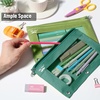 image:imageMr Pen Pencil Pouch for 3 Ring Binder 2 Pack 10x675 Smooth Zipper  Clear Window Large Capacity Pencil Case with 3 Reinforced Grommets for School Office Supplies StorageGreen Shades