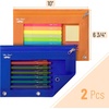 image:imageMr Pen Pencil Pouch for 3 Ring Binder 2 Pack 10x675 Smooth Zipper  Clear Window Large Capacity Pencil Case with 3 Reinforced Grommets for School Office Supplies StorageBlue and Orange