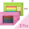 image:imageMr Pen Pencil Pouch for 3 Ring Binder 2 Pack 10x675 Smooth Zipper  Clear Window Large Capacity Pencil Case with 3 Reinforced Grommets for School Office Supplies StoragePink and Green