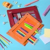 image:imageMr Pen Pencil Pouch for 3 Ring Binder 2 Pack 10x675 Smooth Zipper  Clear Window Large Capacity Pencil Case with 3 Reinforced Grommets for School Office Supplies StorageRed and Orange