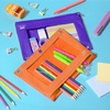 image:imageMr Pen Pencil Pouch for 3 Ring Binder 2 Pack 10x675 Smooth Zipper  Clear Window Large Capacity Pencil Case with 3 Reinforced Grommets for School Office Supplies StorageOrange and Dark Purple