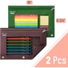 image:imageMr Pen Pencil Pouch for 3 Ring Binder 2 Pack 10x675 Smooth Zipper  Clear Window Large Capacity Pencil Case with 3 Reinforced Grommets for School Office Supplies StorageDark Green and Brown