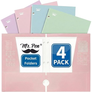 image:imageMr Pen 4Pocket Folders 8 Pack 125 x 95 Vibrant Colors  TearResistant Paper Folders with Pockets 3 Holes Punched High CapacityPastel