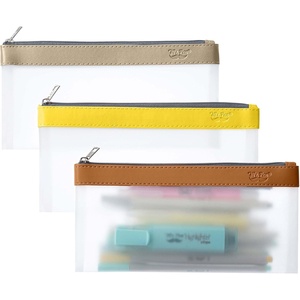 image:imageMr Pen Clear Pencil Pouch 9 x 688 3 Pack Durable TPU Material  Large WaterResistant Pencil Bags with Smooth Zipper Multipurpose Clear Pouch for Stationery School OfficeAutumn