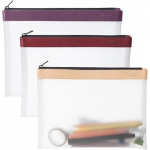 image:imageMr Pen Clear Pencil Pouch 9 x 688 3 Pack Durable TPU Material  Large WaterResistant Pencil Bags with Smooth Zipper Multipurpose Clear Pouch for Stationery School OfficeVintage Harmony