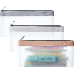 image:imageMr Pen Clear Pencil Pouch 9 x 688 3 Pack Durable TPU Material  Large WaterResistant Pencil Bags with Smooth Zipper Multipurpose Clear Pouch for Stationery School OfficeDusty Rose