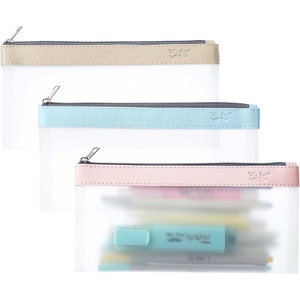 image:imageMr Pen Clear Pencil Pouch 9 x 688 3 Pack Durable TPU Material  Large WaterResistant Pencil Bags with Smooth Zipper Multipurpose Clear Pouch for Stationery School OfficeSoft Pastel