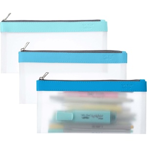image:imageMr Pen Clear Pencil Pouch 9 x 688 3 Pack Durable TPU Material  Large WaterResistant Pencil Bags with Smooth Zipper Multipurpose Clear Pouch for Stationery School OfficeBlue Shades