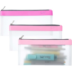 image:imageMr Pen Clear Pencil Pouch 9 x 688 3 Pack Durable TPU Material  Large WaterResistant Pencil Bags with Smooth Zipper Multipurpose Clear Pouch for Stationery School OfficePink Shades
