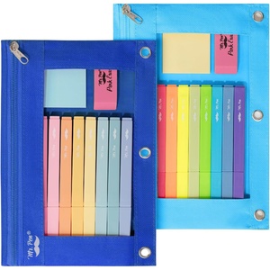 image:imageMr Pen Pencil Pouch for 3 Ring Binder 2 Pack 10x675 Smooth Zipper  Clear Window Large Capacity Pencil Case with 3 Reinforced Grommets for School Office Supplies StorageBlue Shades