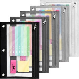 image:imageMr Pen Pencil Pouch for 3 Ring Binder 2 Pack 10x675 Smooth Zipper  Clear Window Large Capacity Pencil Case with 3 Reinforced Grommets for School Office Supplies StorageBlack  White Shades