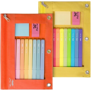 image:imageMr Pen Pencil Pouch for 3 Ring Binder 2 Pack 10x675 Smooth Zipper  Clear Window Large Capacity Pencil Case with 3 Reinforced Grommets for School Office Supplies StorageYellow and Orange