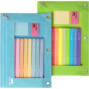 image:imageMr Pen Pencil Pouch for 3 Ring Binder 2 Pack 10x675 Smooth Zipper  Clear Window Large Capacity Pencil Case with 3 Reinforced Grommets for School Office Supplies StorageLight Blue and Light Green
