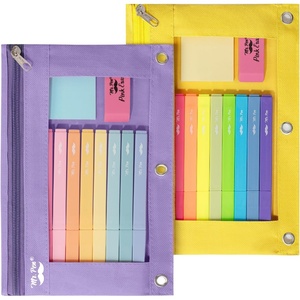 image:imageMr Pen Pencil Pouch for 3 Ring Binder 2 Pack 10x675 Smooth Zipper  Clear Window Large Capacity Pencil Case with 3 Reinforced Grommets for School Office Supplies StorageYellow and Purple
