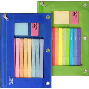 image:imageMr Pen Pencil Pouch for 3 Ring Binder 2 Pack 10x675 Smooth Zipper  Clear Window Large Capacity Pencil Case with 3 Reinforced Grommets for School Office Supplies StorageDark Blue and Green