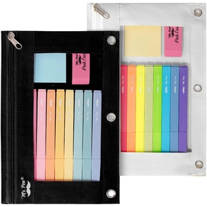 image:imageMr Pen Pencil Pouch for 3 Ring Binder 2 Pack 10x675 Smooth Zipper  Clear Window Large Capacity Pencil Case with 3 Reinforced Grommets for School Office Supplies StorageBlack and White