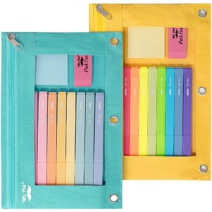 image:imageMr Pen Pencil Pouch for 3 Ring Binder 2 Pack 10x675 Smooth Zipper  Clear Window Large Capacity Pencil Case with 3 Reinforced Grommets for School Office Supplies StorageLagoon and Yellow