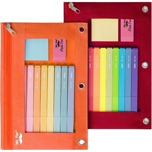 image:imageMr Pen Pencil Pouch for 3 Ring Binder 2 Pack 10x675 Smooth Zipper  Clear Window Large Capacity Pencil Case with 3 Reinforced Grommets for School Office Supplies StorageRed and Orange
