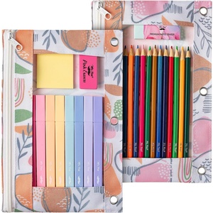 image:imageMr Pen Pencil Pouch for 3 Ring Binder 2 Pack 10x675 Smooth Zipper  Clear Window Large Capacity Pencil Case with 3 Reinforced Grommets for School Office Supplies StorageAbstract Apricot